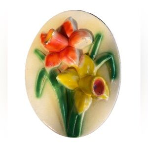 Vintage Chalkware Wall Decor Daffodils